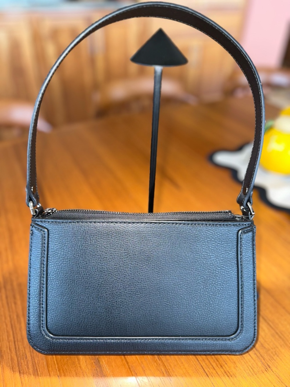 ✨ Karl Lagerfeld Paris Logo Mini Shoulder Bag – NWT Black Leather Baguette - Picture 11 of 12